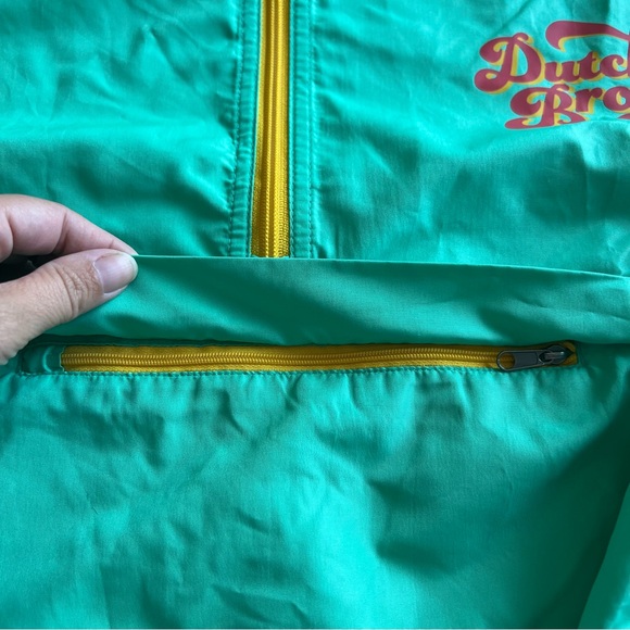 Dutch Bros Coffee Windbreaker Pullover Jacket Medium Green/Yellow - Picture 4 of 8
